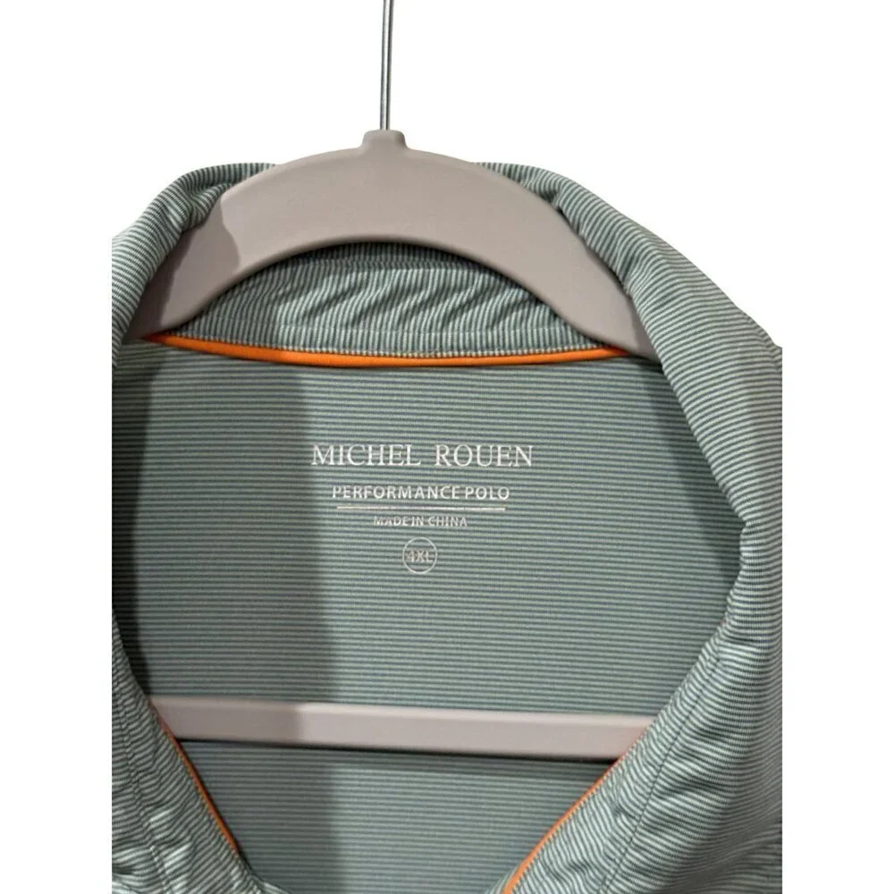 Set of 2 Michel Rouen Mens Performance Polo Shirts Burgundy & Gray Blue 4X